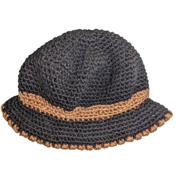 Vint. Crochet Cloche Hat w/ Embroidery and Fur Rosette - Picture 5 of 7